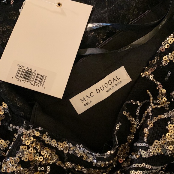 Mac Duggal Black and Silver One-Shoulder Dress - Picture 13 of 14